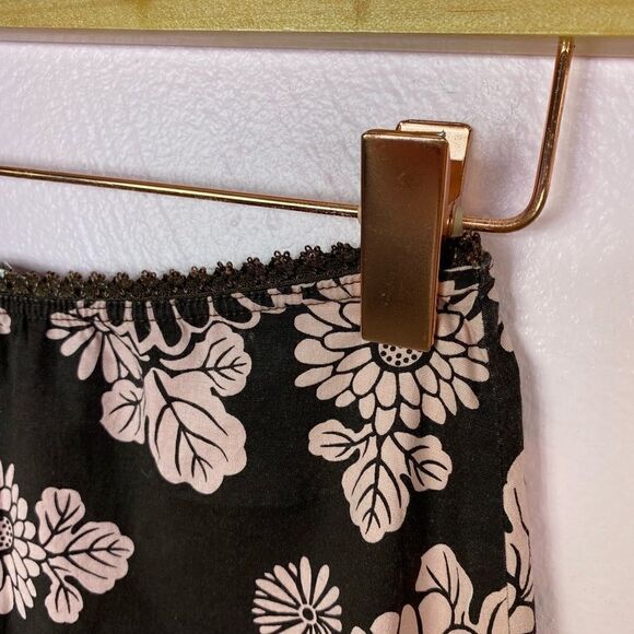 Espresso Floral Print Elastic Waist Cotton Poplin Circle Skirt Brown Pink S - Picture 6 of 11